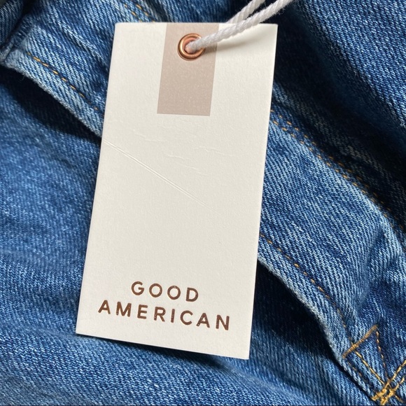 Good American Cutoff Fold Over High Waist Denim Shorts NWT - Picture 12 of 13